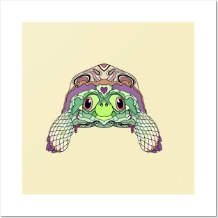 Happy Tortoise in Pastels Posters and Art